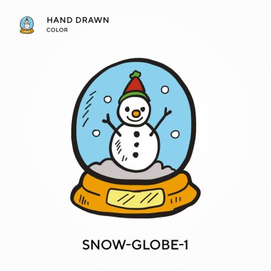 Kar küresi-1 El çizilmiş renk simgesi. Modern vektör illüstrasyon kavramları. Düzenlemesi ve kişiselleştirmesi kolay