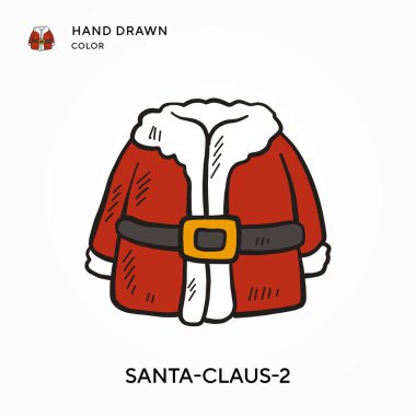 Noel Baba-2 El çizimi renk simgesi. Modern vektör illüstrasyon kavramları. Düzenlemesi ve kişiselleştirmesi kolay