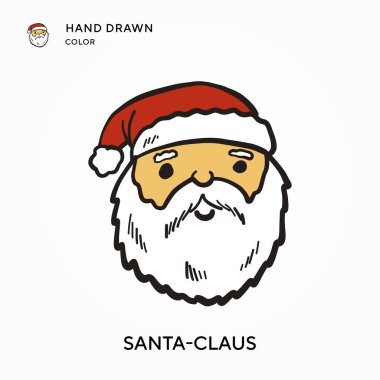 Noel Baba-Noel Baba Eli renkli simge çizdi. Modern vektör illüstrasyon kavramları. Düzenlemesi ve kişiselleştirmesi kolay