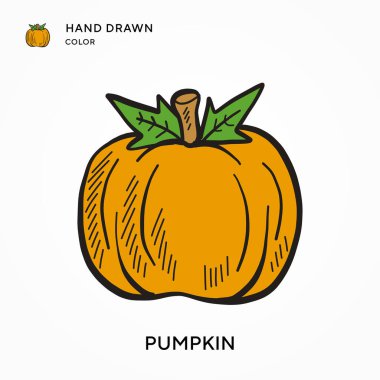 Balkabağı El renkli simge çizdi. Modern vektör illüstrasyon kavramları. Düzenlemesi ve kişiselleştirmesi kolay