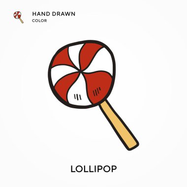 Lolipop El renkli simge çizdi. Modern vektör illüstrasyon kavramları. Düzenlemesi ve kişiselleştirmesi kolay