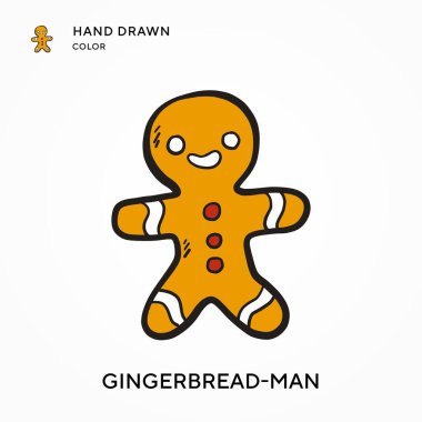 Zencefilli çörek-adam El renkli ikon çizdi. Modern vektör illüstrasyon kavramları. Düzenlemesi ve kişiselleştirmesi kolay