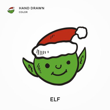 Elf Eli renk simgesi çizdi. Modern vektör illüstrasyon kavramları. Düzenlemesi ve kişiselleştirmesi kolay