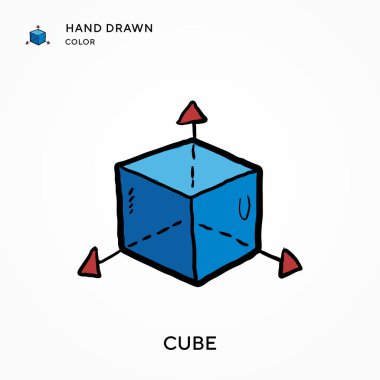 Küp El renkli simge çizdi. Modern vektör illüstrasyon kavramları. Düzenlemesi ve kişiselleştirmesi kolay
