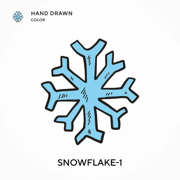 Snowflake 1手描きカラーアイコン 現代のベクトル図の概念 編集とカスタマイズが簡単 — ストックベクタ