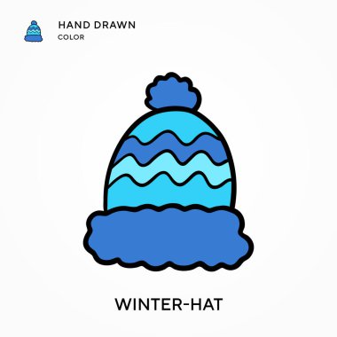 Kışlık Şapka El renk simgesi çizdi. Modern vektör illüstrasyon kavramları. Düzenlemesi ve kişiselleştirmesi kolay