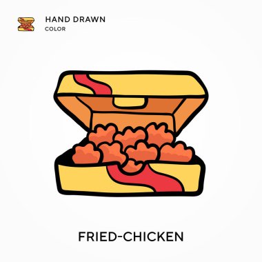 Kızarmış tavuk eli renkli simge çizmiş. Modern vektör illüstrasyon kavramları. Düzenlemesi ve kişiselleştirmesi kolay