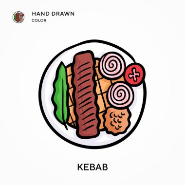 Kebap El renkli simge çizdi. Modern vektör illüstrasyon kavramları. Düzenlemesi ve kişiselleştirmesi kolay