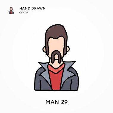 Man-29 Hand renk simgesi çizdi. Modern vektör illüstrasyon kavramları. Düzenlemesi ve kişiselleştirmesi kolay