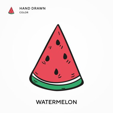 Karpuz El renkli simge çizdi. Modern vektör illüstrasyon kavramları. Düzenlemesi ve kişiselleştirmesi kolay