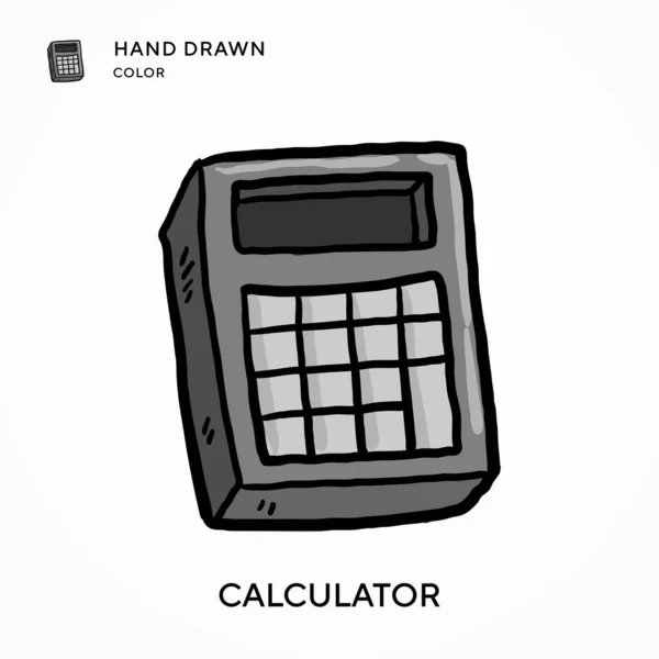 Taschenrechner Handgezeichnetes Farbsymbol Moderne Konzepte Zur Vektorillustration Einfach Bearbeiten Und — Stockvektor