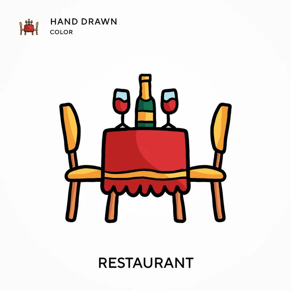 Restaurant Handgezeichnetes Farbsymbol Moderne Konzepte Zur Vektorillustration Einfach Bearbeiten Und — Stockvektor