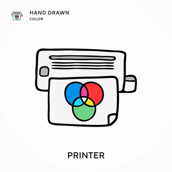 Impresora Icono Color Dibujado Mano Conceptos Modernos Ilustración Vectorial Fácil — Vector de stock