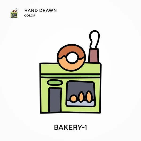 Panadería Icono Color Dibujado Mano Conceptos Modernos Ilustración Vectorial Fácil — Archivo Imágenes Vectoriales