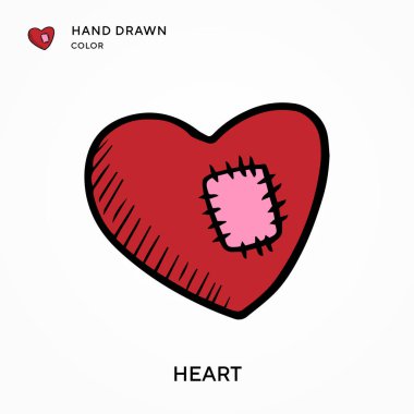 Heart Hand renk simgesi çizdi. Modern vektör illüstrasyon kavramları. Düzenlemesi ve kişiselleştirmesi kolay