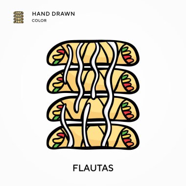 Flautas Hand renk simgesi çizdi. Modern vektör illüstrasyon kavramları. Düzenlemesi ve kişiselleştirmesi kolay