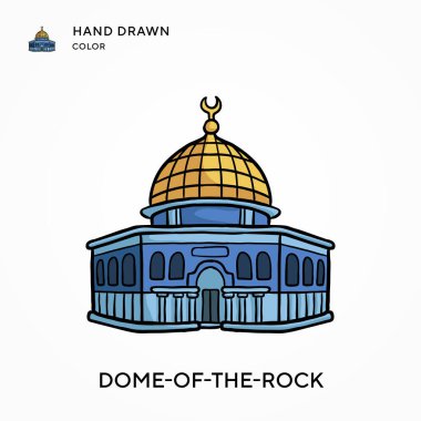 Kubbe-of-the-rock Hand renkli ikon çizdi. Modern vektör illüstrasyon kavramları. Düzenlemesi ve kişiselleştirmesi kolay