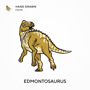 Edmontosaurus El renk simgesi çizdi. Modern vektör illüstrasyon kavramları. Düzenlemesi ve kişiselleştirmesi kolay