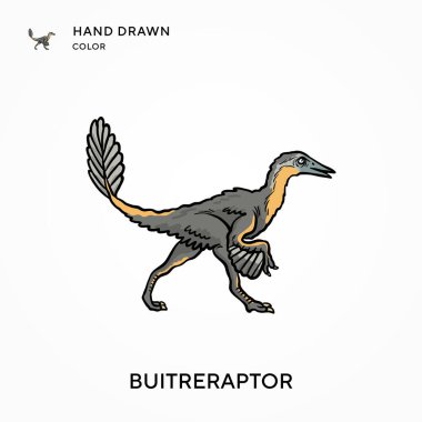 Buitreraptor Hand renk simgesi çizdi. Modern vektör illüstrasyon kavramları. Düzenlemesi ve kişiselleştirmesi kolay