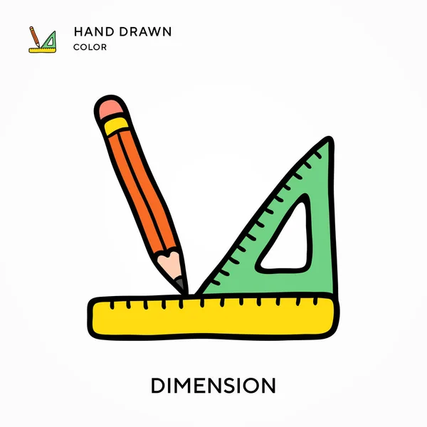 Dimensão Ícone Cor Desenhado Mão Conceitos Modernos Ilustração Vetorial Fácil —  Vetores de Stock