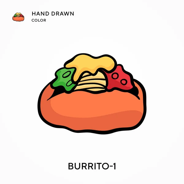 Burrito Çizilmiş Renk Simgesi Modern Vektör Illüstrasyon Kavramları Düzenlemesi Kişiselleştirmesi — Stok Vektör