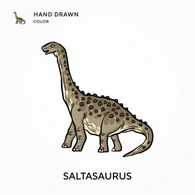 Saltasaurus El renk simgesi çizdi. Modern vektör illüstrasyon kavramları. Düzenlemesi ve kişiselleştirmesi kolay
