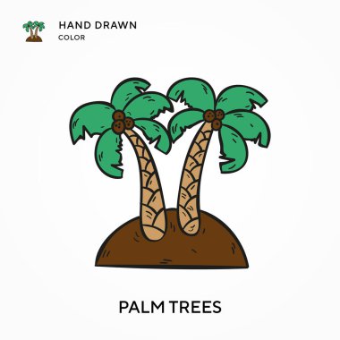 Palmiye ağaçları El renk simgesi çizdi. Modern vektör illüstrasyon kavramları. Düzenlemesi ve kişiselleştirmesi kolay