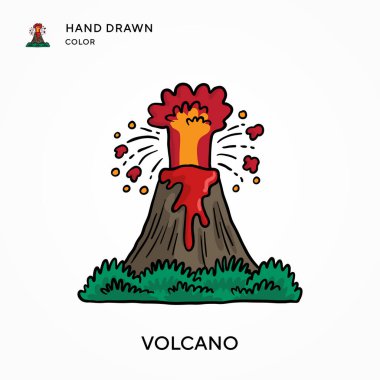 Volkan El renk simgesi çizdi. Modern vektör illüstrasyon kavramları. Düzenlemesi ve kişiselleştirmesi kolay