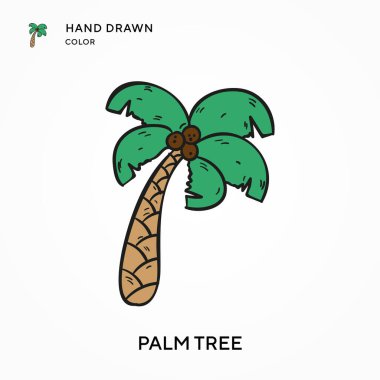 Palmiye ağacı eli renkli simge çizdi. Modern vektör illüstrasyon kavramları. Düzenlemesi ve kişiselleştirmesi kolay