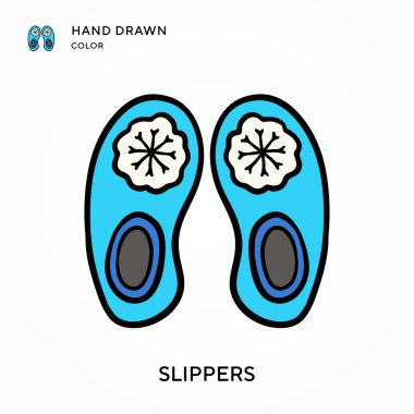 Terlik El renkli simge çizdi. Modern vektör illüstrasyon kavramları. Düzenlemesi ve kişiselleştirmesi kolay