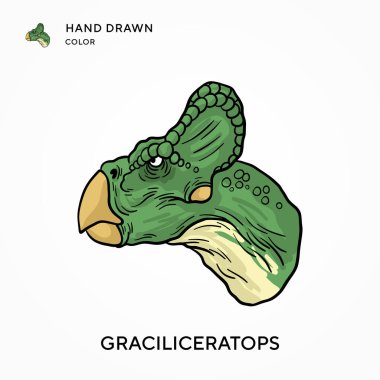 Graciliceratops El renk simgesi çizdi. Modern vektör illüstrasyon kavramları. Düzenlemesi ve kişiselleştirmesi kolay