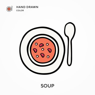 Çorba El renkli simge çizdi. Modern vektör illüstrasyon kavramları. Düzenlemesi ve kişiselleştirmesi kolay