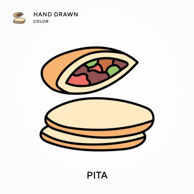 Pita Hand renk simgesi çizdi. Modern vektör illüstrasyon kavramları. Düzenlemesi ve kişiselleştirmesi kolay