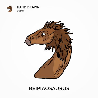 Beipiaosaurus El renkli simge çizdi. Modern vektör illüstrasyon kavramları. Düzenlemesi ve kişiselleştirmesi kolay