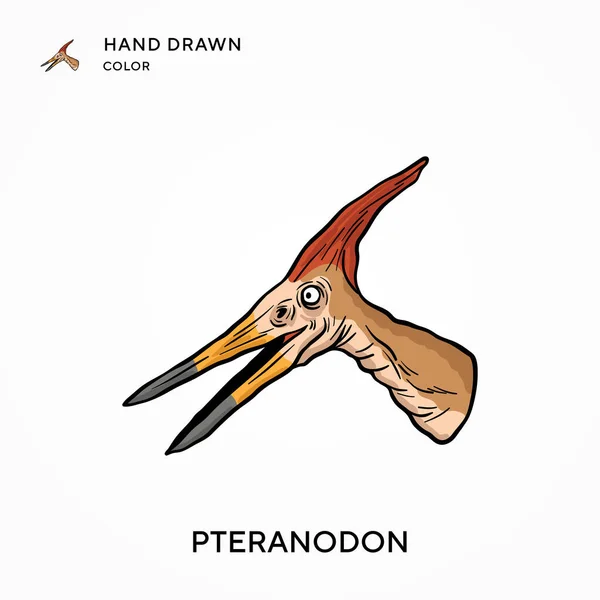 Pteranodon Icône Couleur Dessinée Main Concepts Modernes Illustration Vectorielle Facile — Image vectorielle