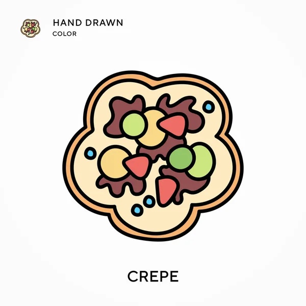 Crepe Icono Color Dibujado Mano Conceptos Modernos Ilustración Vectorial Fácil — Archivo Imágenes Vectoriales