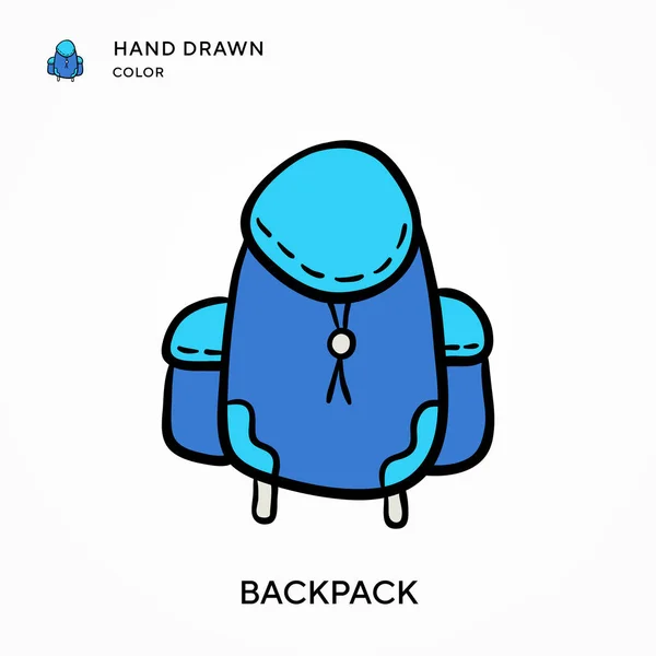 Mochila Icono Color Dibujado Mano Conceptos Modernos Ilustración Vectorial Fácil — Vector de stock