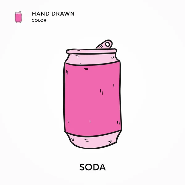 Soda Hand Drawn Color Icon Modern Vector Illustration Concepts Easy — Stock Vector