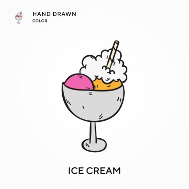 Dondurma El renkli simge çizdi. Modern vektör illüstrasyon kavramları. Düzenlemesi ve kişiselleştirmesi kolay