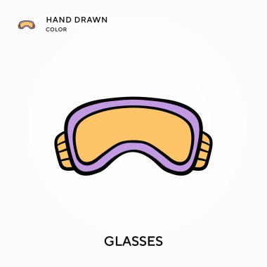 Gözlüklü El renk simgesi çizdi. Modern vektör illüstrasyon kavramları. Düzenlemesi ve kişiselleştirmesi kolay