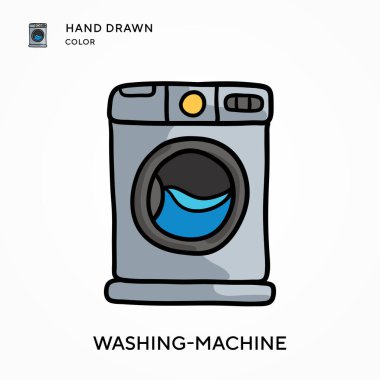 Çamaşır makinesi El çizimi renk simgesi. Modern vektör illüstrasyon kavramları. Düzenlemesi ve kişiselleştirmesi kolay