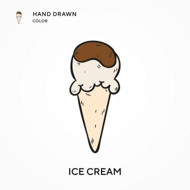 Dondurma El renkli simge çizdi. Modern vektör illüstrasyon kavramları. Düzenlemesi ve kişiselleştirmesi kolay