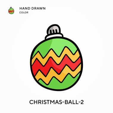 Noel topu 2 El çizilmiş renk simgesi. Modern vektör illüstrasyon kavramları. Düzenlemesi ve kişiselleştirmesi kolay