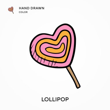 Lolipop El renkli simge çizdi. Modern vektör illüstrasyon kavramları. Düzenlemesi ve kişiselleştirmesi kolay