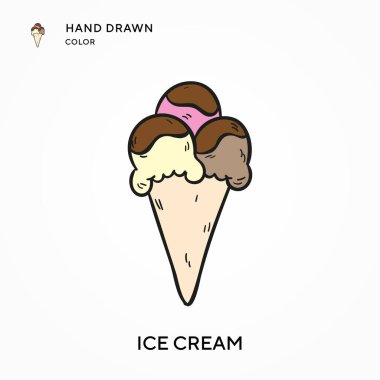 Dondurma El renkli simge çizdi. Modern vektör illüstrasyon kavramları. Düzenlemesi ve kişiselleştirmesi kolay