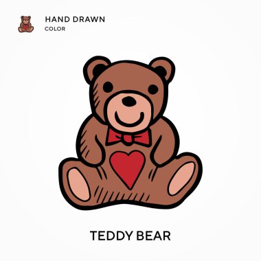 Oyuncak ayı eli renkli ikon çizmiş. Modern vektör illüstrasyon kavramları. Düzenlemesi ve kişiselleştirmesi kolay