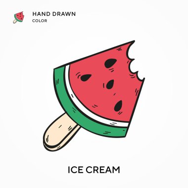 Dondurma El renkli simge çizdi. Modern vektör illüstrasyon kavramları. Düzenlemesi ve kişiselleştirmesi kolay
