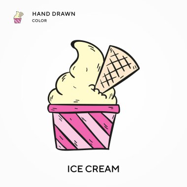 Dondurma El renkli simge çizdi. Modern vektör illüstrasyon kavramları. Düzenlemesi ve kişiselleştirmesi kolay