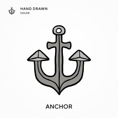 Çapa El renk simgesi çizdi. Modern vektör illüstrasyon kavramları. Düzenlemesi ve kişiselleştirmesi kolay