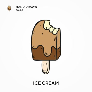 Dondurma El renkli simge çizdi. Modern vektör illüstrasyon kavramları. Düzenlemesi ve kişiselleştirmesi kolay
